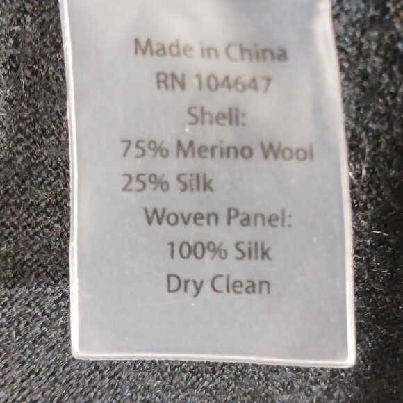 Forte Black Merino Wool & Silk Blend Button Back Open Long Sleeve Cardigan, MED - Picture 3 of 14